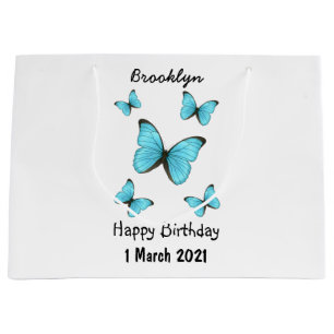 Morpho butterflies cartoon illustration  large gift bag
