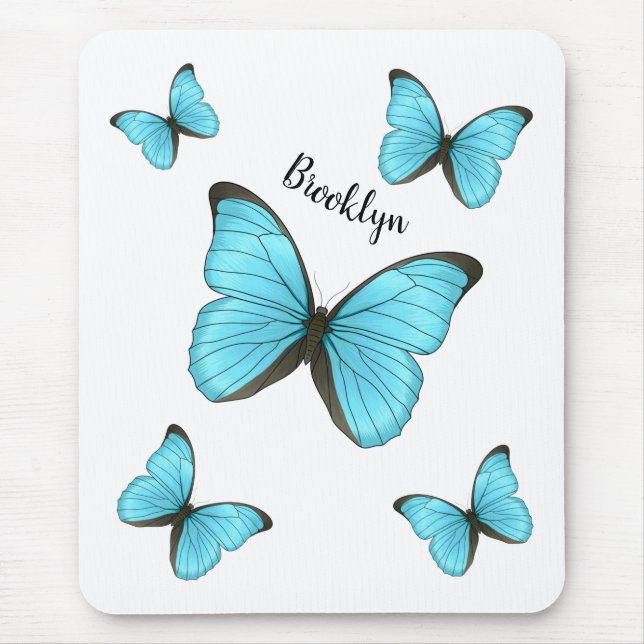 Morpho butterflies cartoon illustration  mouse pad (Front)