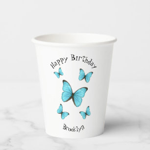 Morpho butterflies cartoon illustration  paper cups