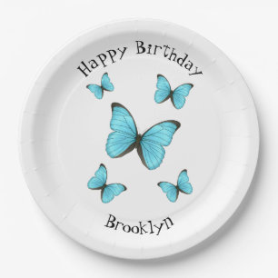 Morpho butterflies cartoon illustration paper plate