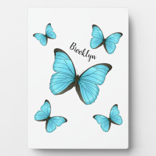 Morpho butterflies cartoon illustration plaque