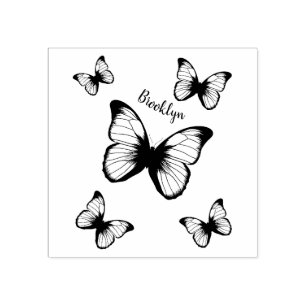 Morpho butterflies cartoon illustration  rubber stamp