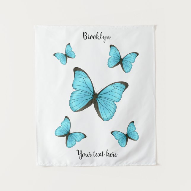 Morpho butterflies cartoon illustration  tapestry (Front)