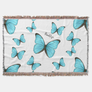 Morpho butterflies cartoon illustration throw blanket