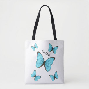 Morpho butterflies cartoon illustration tote bag