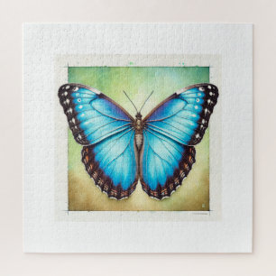 Morpho Butterfly 110924IREF224 - Watercolor Jigsaw Puzzle