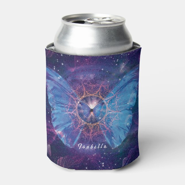 Morpho butterfly / Galaxy Mandala  Can Cooler (Can Front)