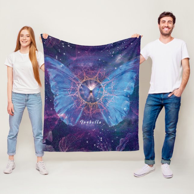 Morpho butterfly / Galaxy Mandala  Fleece Blanket (In Situ)