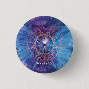 Morpho butterfly / Galaxy Mandala Paper Coaster 3 Cm Round Badge