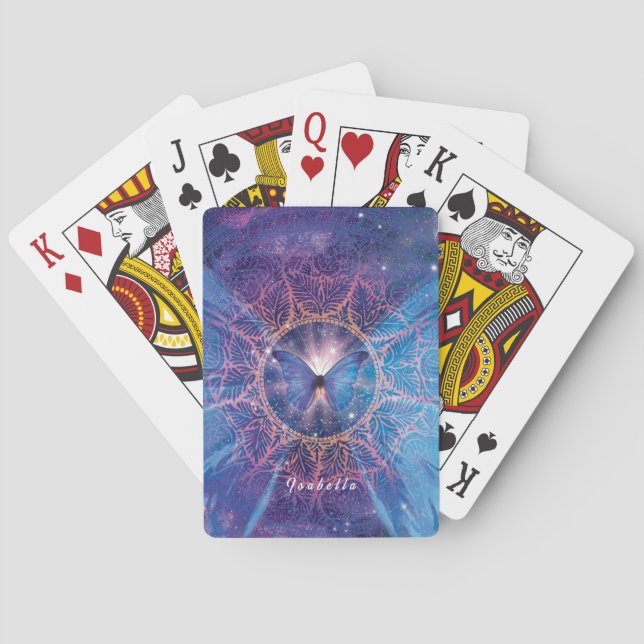 Morpho butterfly / Galaxy Mandala  Paper Coaster Playing Cards (Back)