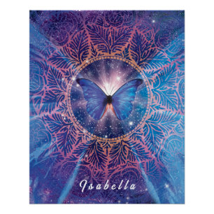Morpho butterfly / Galaxy Mandala Poster