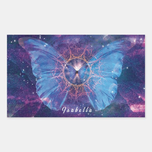 Morpho butterfly / Galaxy Mandala  Rectangular Sticker (Front)