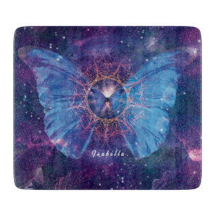 Morpho butterfly / Galaxy Mandala Sherpa Blanket Cutting Board