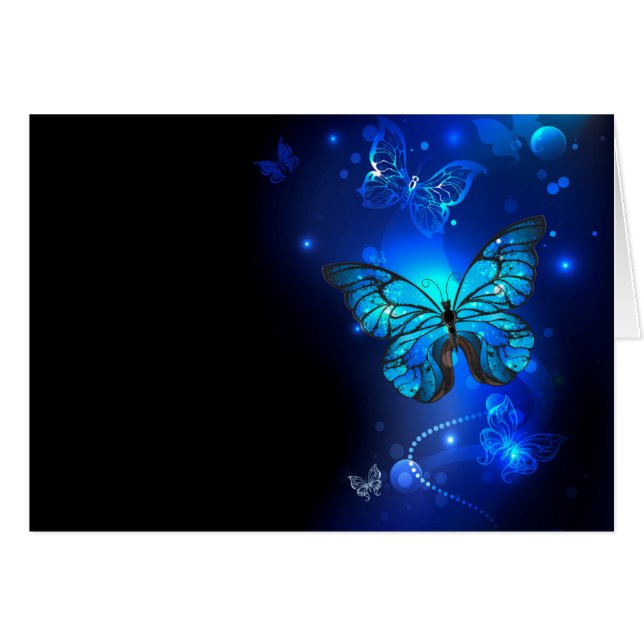 Morpho Butterfly in the Dark Background (Front Horizontal)