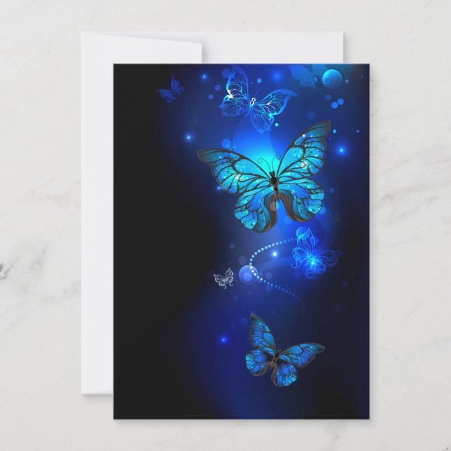 Morpho Butterfly in the Dark Background (Front)