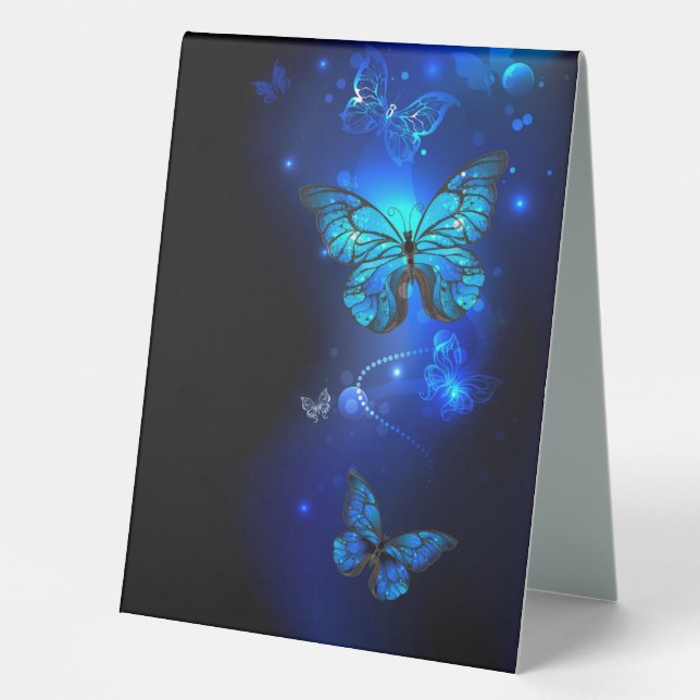 Morpho Butterfly in the Dark Background (Front)