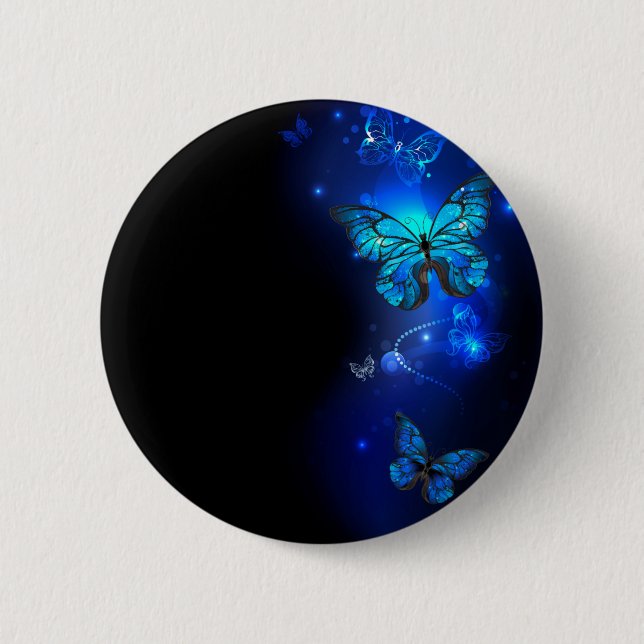 Morpho Butterfly in the Dark Background 6 Cm Round Badge (Front)