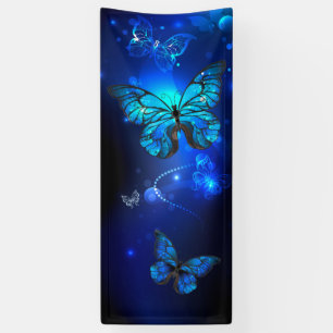 Morpho Butterfly in the Dark Background Banner