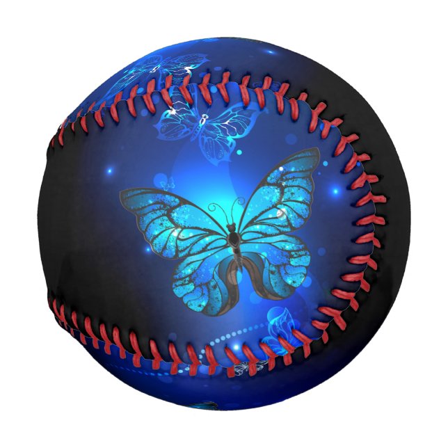 Morpho Butterfly in the Dark Background Baseball (Front Right)