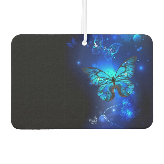 Morpho Butterfly in the Dark Background Car Air Freshener (Front)