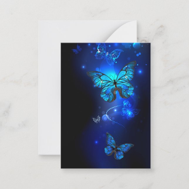 Morpho Butterfly in the Dark Background Card (Front)