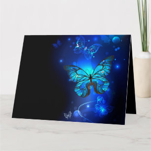 Morpho Butterfly in the Dark Background Card