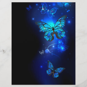 Morpho Butterfly in the Dark Background Custom Letterhead