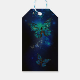 Morpho Butterfly in the Dark Background Gift Tags