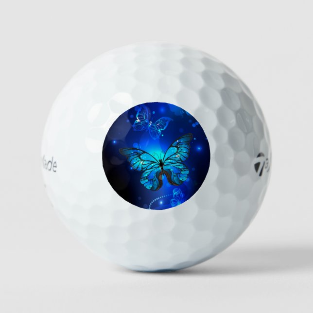 Morpho Butterfly in the Dark Background Golf Balls (Front)