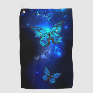 Morpho Butterfly in the Dark Background Golf Towel
