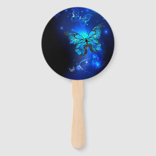 Morpho Butterfly in the Dark Background Hand Fan