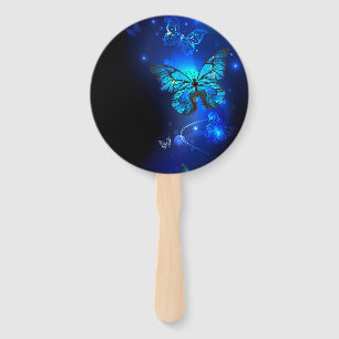 Morpho Butterfly in the Dark Background Hand Fan