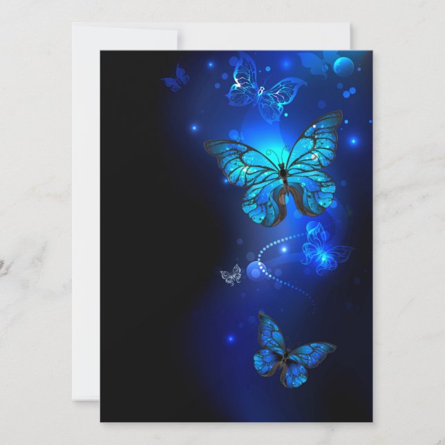 Morpho Butterfly in the Dark Background Holiday Card (Front)