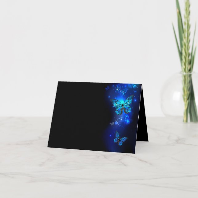 Morpho Butterfly in the Dark Background Holiday Card (Front)