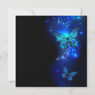 Morpho Butterfly in the Dark Background Invitation