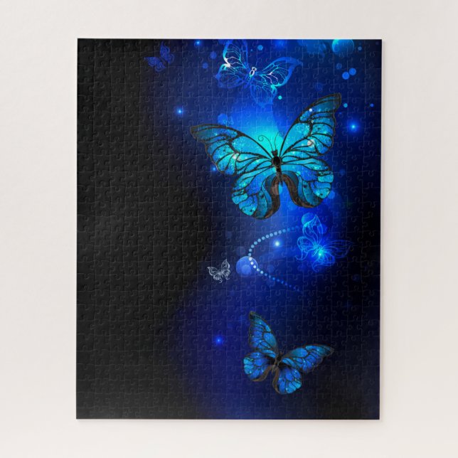 Morpho Butterfly in the Dark Background Jigsaw Puzzle (Vertical)