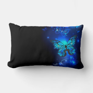 Morpho Butterfly in the Dark Background Lumbar Cushion