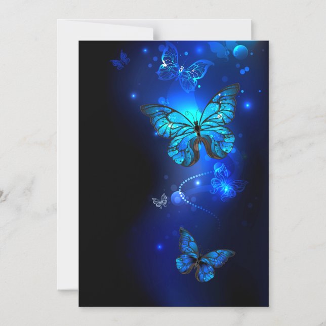 Morpho Butterfly in the Dark Background Magnetic Invitation (Front)