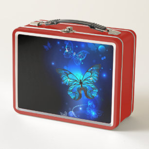 Morpho Butterfly in the Dark Background Metal Lunch Box