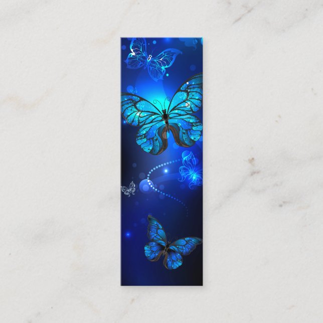 Morpho Butterfly in the Dark Background Mini Business Card (Front)