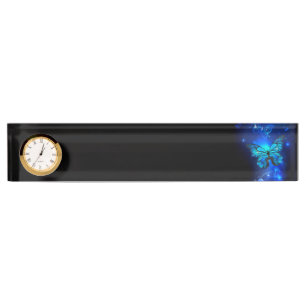 Morpho Butterfly in the Dark Background Nameplate