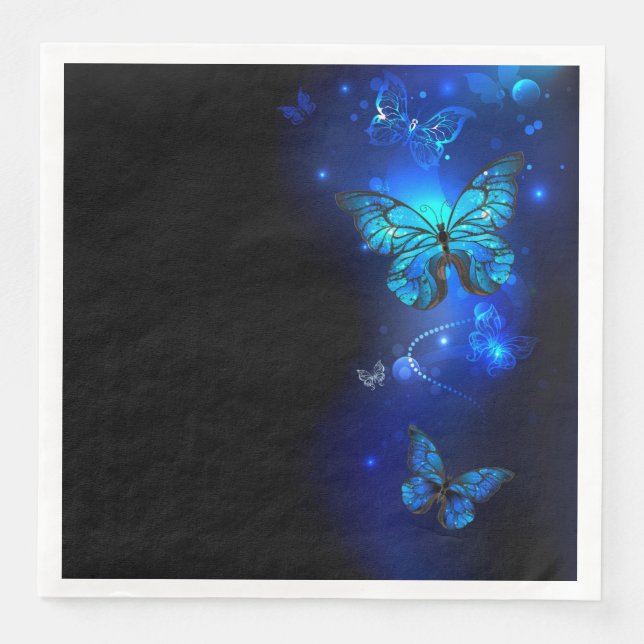 Morpho Butterfly in the Dark Background Napkin (Front)