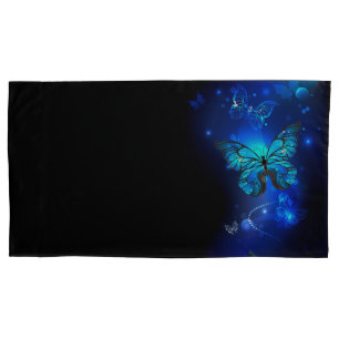 Morpho Butterfly in the Dark Background Pillowcase