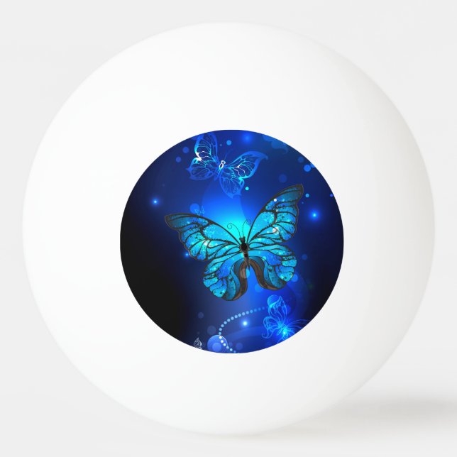 Morpho Butterfly in the Dark Background Ping Pong Ball (Front)