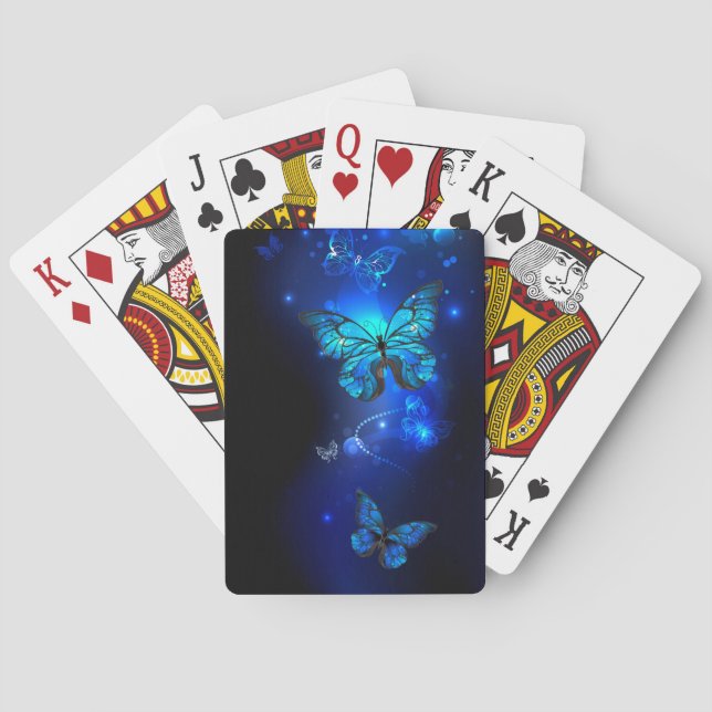 Morpho Butterfly in the Dark Background Playing Cards (Back)