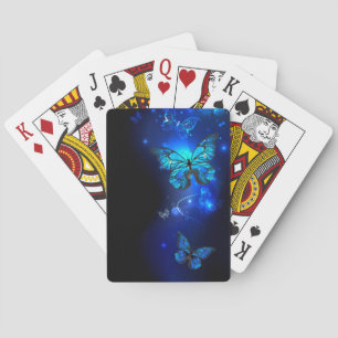 Morpho Butterfly in the Dark Background Playing Cards