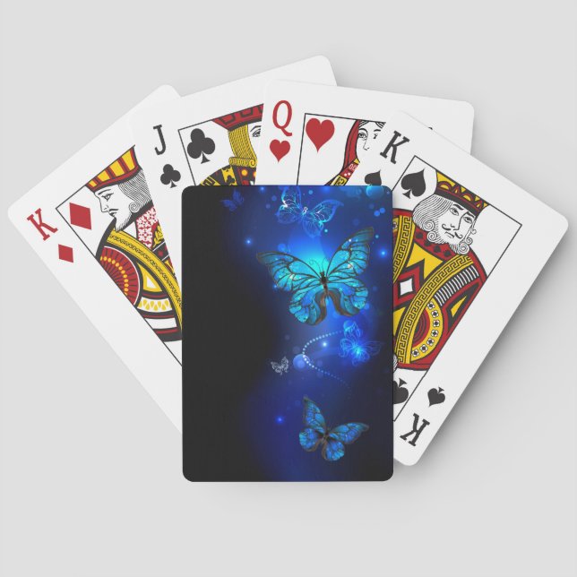Morpho Butterfly in the Dark Background Playing Cards (Back)