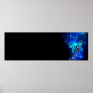 Morpho Butterfly in the Dark Background Poster
