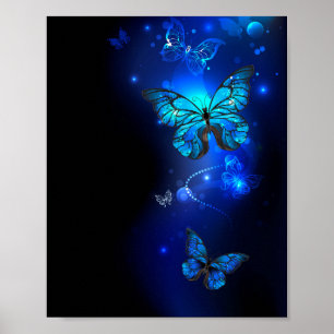 Morpho Butterfly in the Dark Background Poster