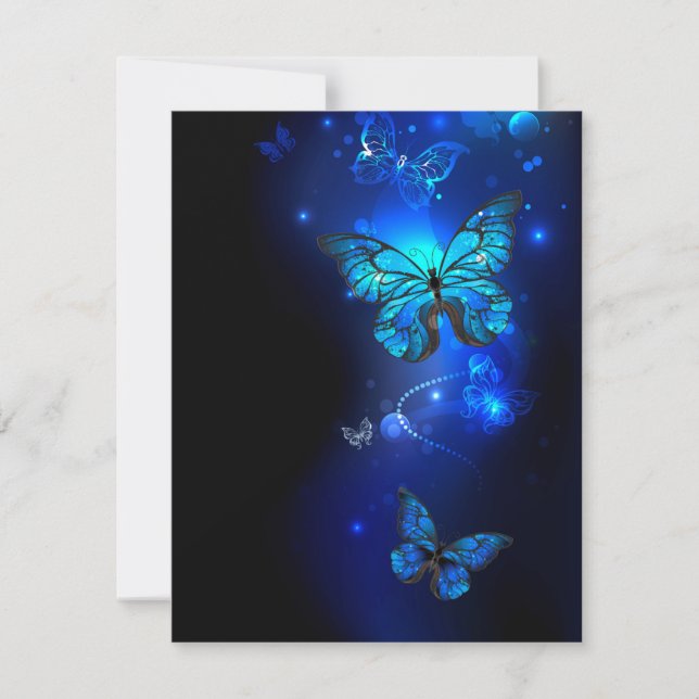 Morpho Butterfly in the Dark Background Save The Date (Front)